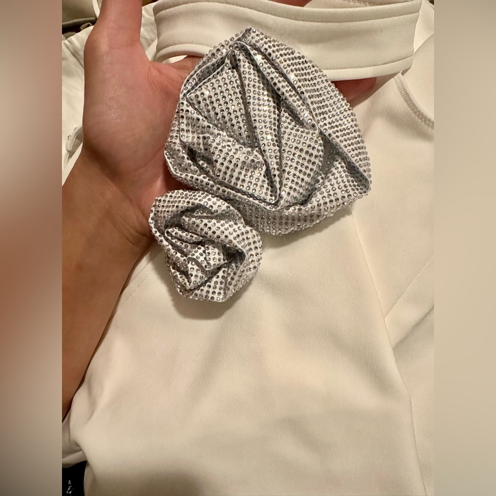 Zara NWT jeweled embellished floral detail halter neck white & silver bodysuit - Picture 10 of 10